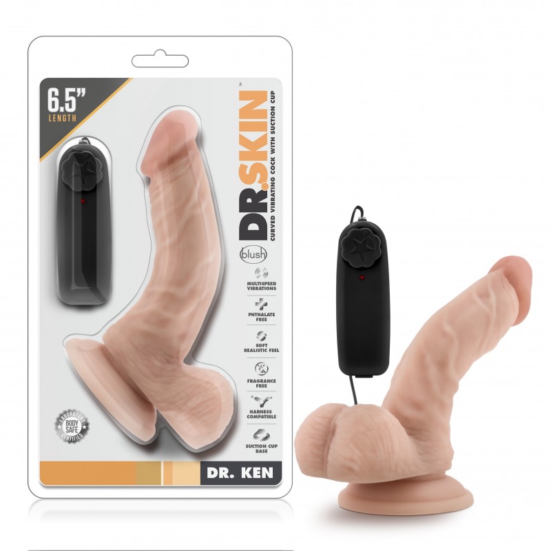 Dr. Skin - Dr. Ken - 6.5 Inch Vibrating Cock With Suction Cup - Flesh